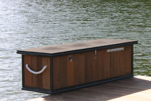 ipe dock box mounted aside aluminum dock